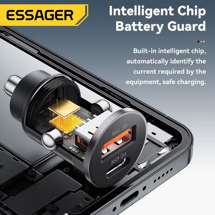 Essager 45W chargeur de voiture QC 3.0 pour Huawei Xiaomi Charge rapide SCP Samsung AFC