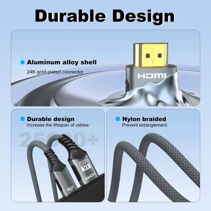 Câble HDMI Mini vers HDMI 4K 60Hz Tressé Haute Vitesse Compatible HDMI Adaptateur Bidirectionnel pour Caméra Tablette HDTV Occasions Spéciales