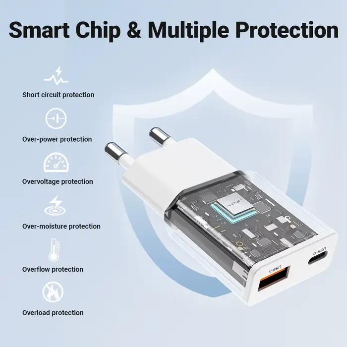ACEFAST EU 30W GaN Ultra mince charge rapide USB C chargeur de téléphone pour iPhone 16/15 Pro Max PD QC3.0 adaptateur de voyage pour Samsung S24