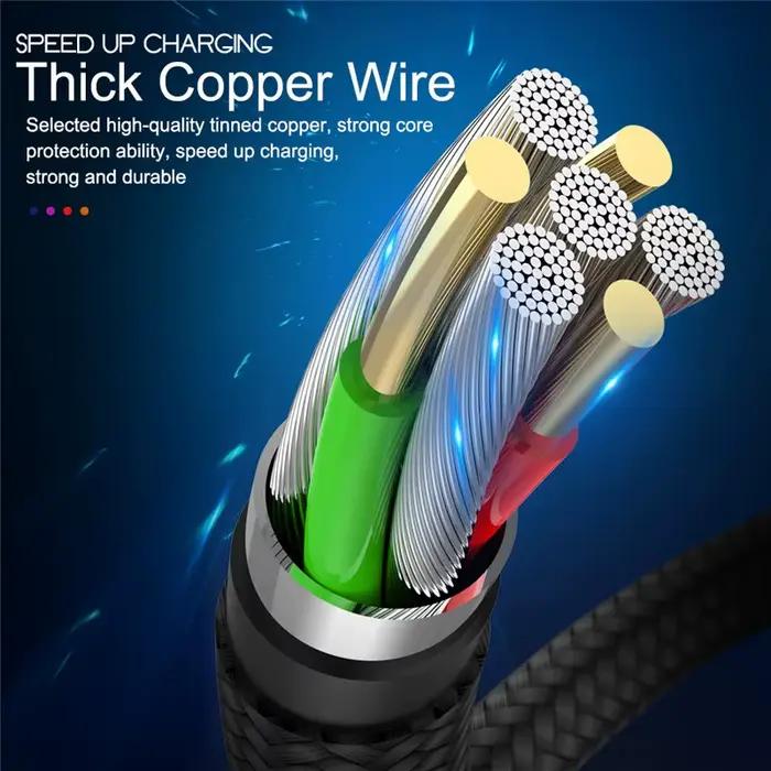 Câble USB Type C Synchronisation des Données Charge Rapide 3A pour Téléphone Mobile Android Samsung Huawei 25cm Court