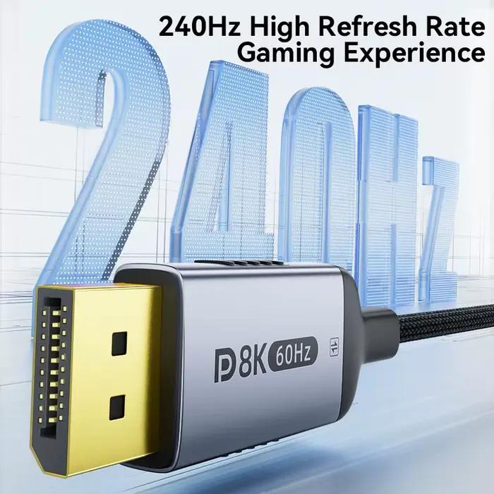 Câble 8K type-c vers DisplayPort bidirectionnel/unidirectionnel 8K @ 60Hz 4K @ 120Hz pour connexion de moniteur d'ordinateur portable PC de jeu
