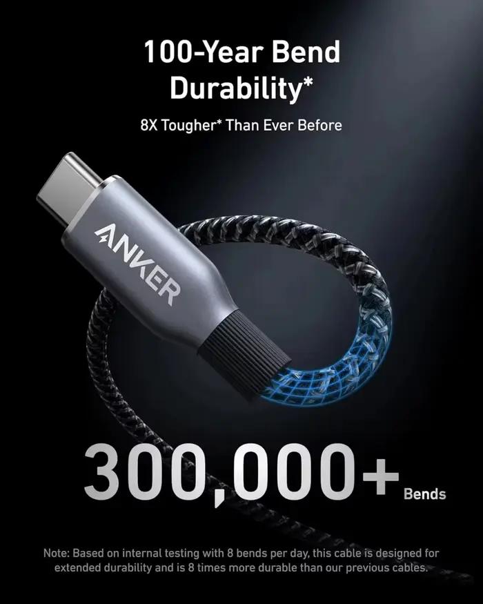 Câble USB C Anker Prime 240W Nylon Recyclé 100 Ans Durabilité Pour Téléphones Mobiles Ordinateurs Occasions Spéciales