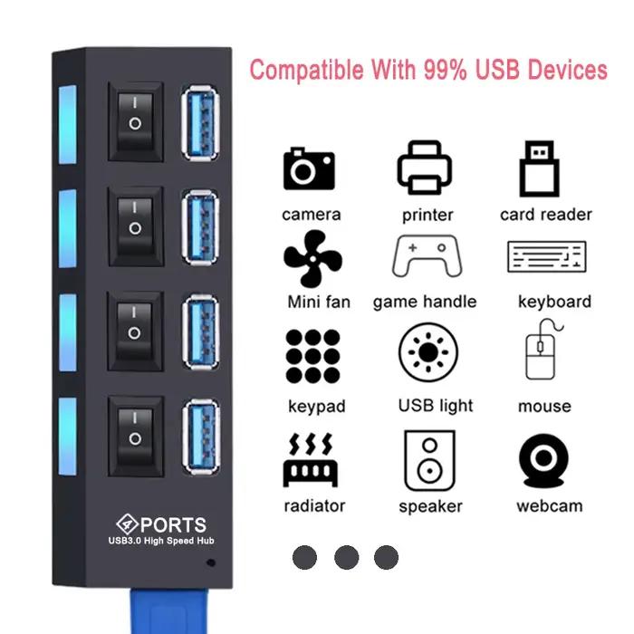 Répartiteur USB 3.0 avec interrupteur pour PC