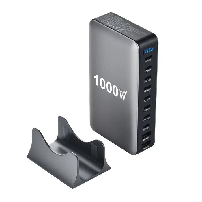 Adaptateur de bureau GaN 1000W 10 ports 140W PD charge rapide pour ordinateur portable MacBook Pro