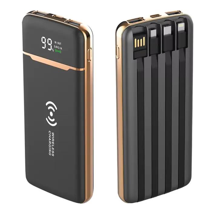 Batterie externe 20000mAh chargeur sans fil Powerbank câble intégré