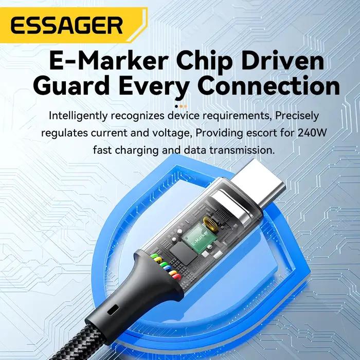Essager 240W USB Type C vers USB C câble pour Macbook iPad Samsung Huawei PD charge rapide chargeur cordon 5A e-marker