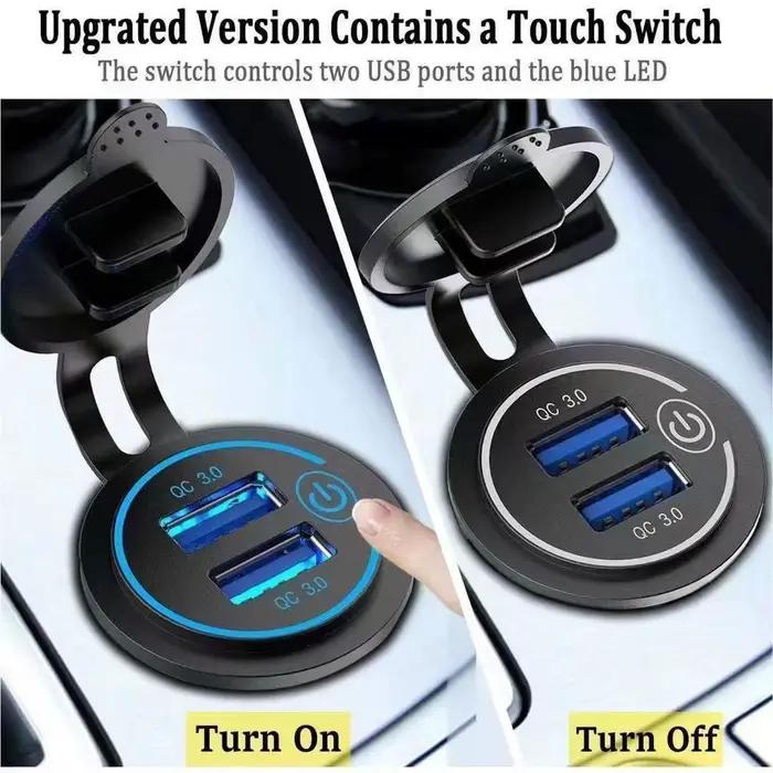 Chargeur de voiture LED avec interrupteur tactile