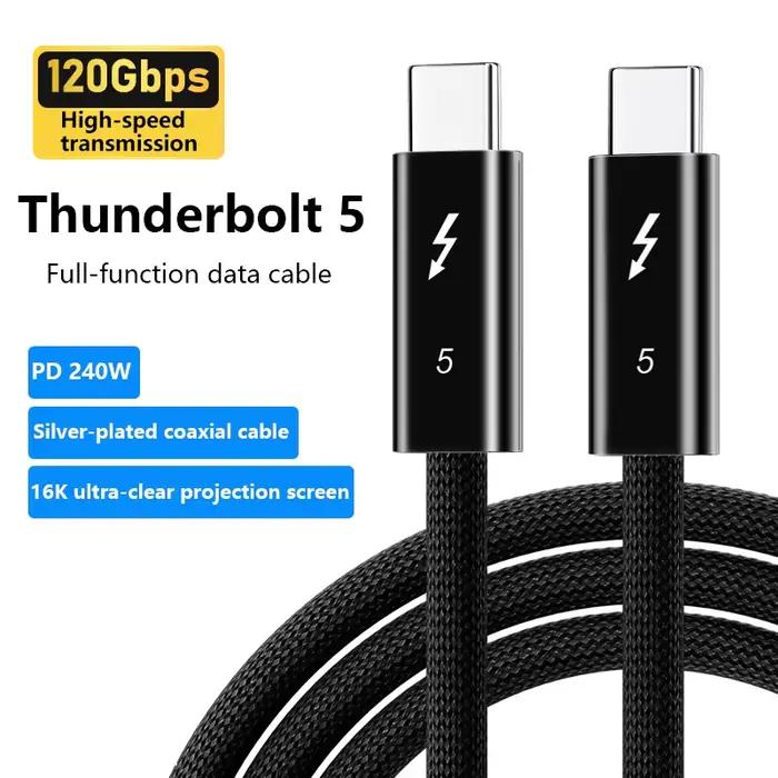 Nouveau câble Thunder-bolt 5 80Gbps données 240W charge rapide 16K60Hz sortie vidéo