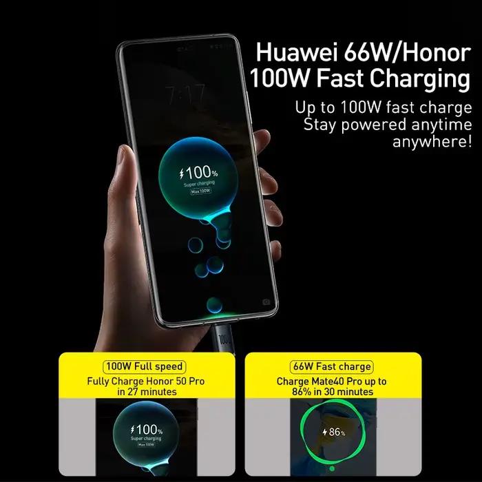 Câble USB Type C Baseus 6A pour Realme Huawei P40 Pro 66W fil de charge rapide USB-C chargeur cordon de données pour Samsung Oneplus Poco F3