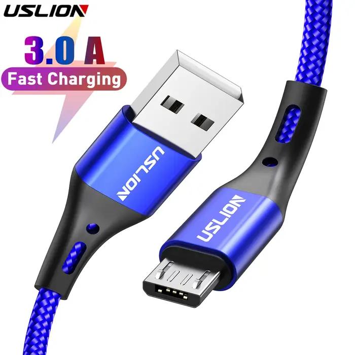 USLION 3A câble Micro USB charge rapide pour Samsung Xiaomi Huawei Realme OPPO Android téléphone portable USB cordon de données 0.5/1/2/3M