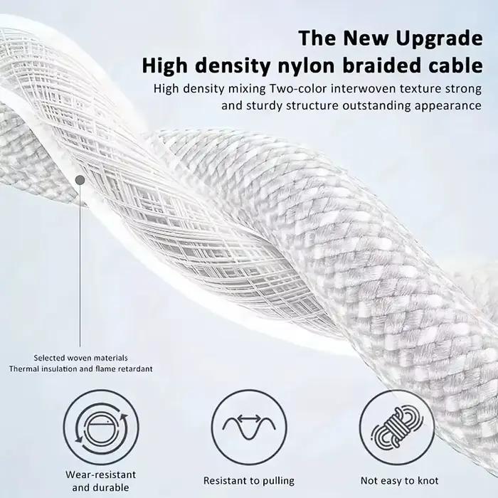 Câble USB C à C 60W, câbles de chargement de téléphone tressés en Nylon
