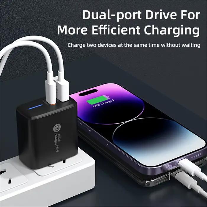 Bloc de charge rapide USB C 65W PD 3.0 Quick Charge 3.0