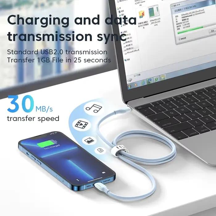 Câble USB C à Lightning PD30W certifié MFi pour iPhone 14 13 12 11 AirPods iPad charge rapide silicone liquide occasionnels et spéciaux