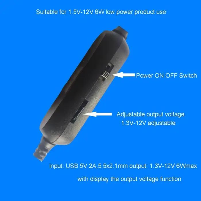 Câble de tension de sortie réglable USB 5V à 1.5V 3V 4.5V 6V 9V 12V