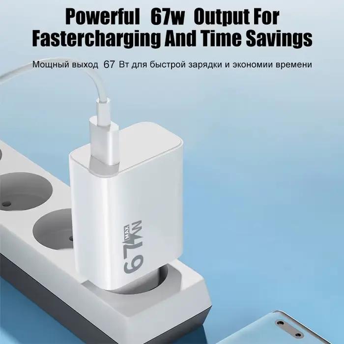 67W chargeur charge rapide adaptateur ue 7A USB Type C câble pour Xiaomi Redmi POCO OnePlus OPPO VIVO Samsung Huawei