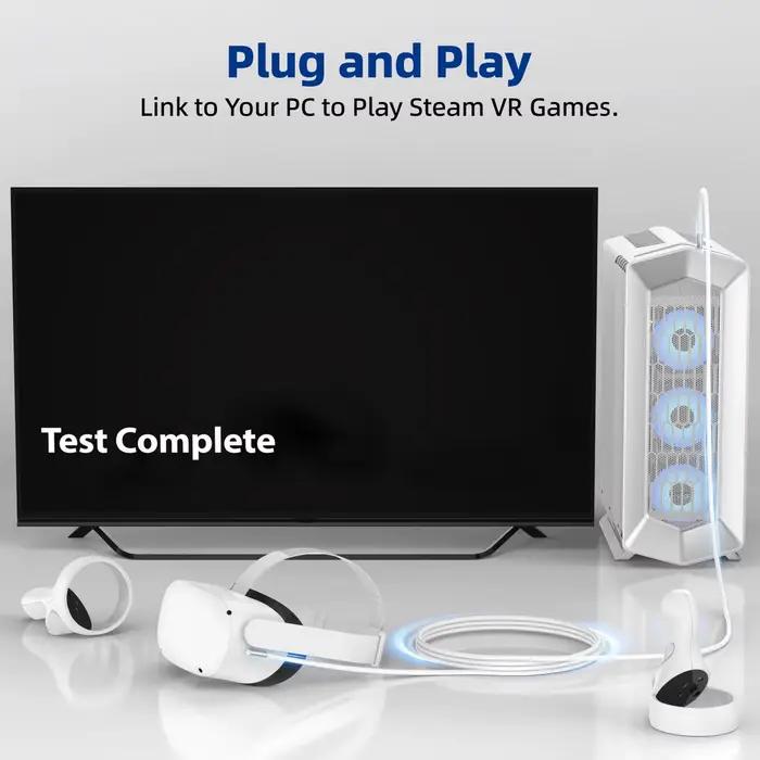 Câble VR Link 5M/16FT 10Gbps pour Meta/Oculus Quest 3S 3 2 Pro/Pico 4 Ultra et PC/Steam VR Type C USB 3.1