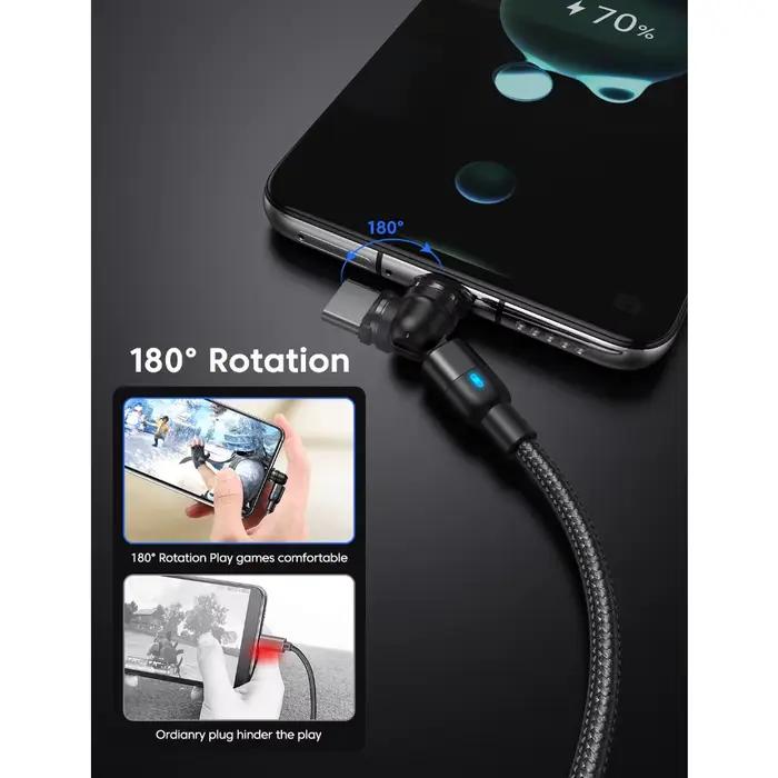 Câble magnétique multifonctionnel AUFU 540 pour iPhone Xiaomi Samsung Huawei charge rapide coudé tressé pour charge sécurisée et pratique