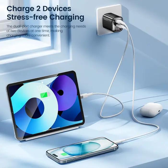 Toocki GaN chargeur USB 33W affichage numérique QC3.0 PD