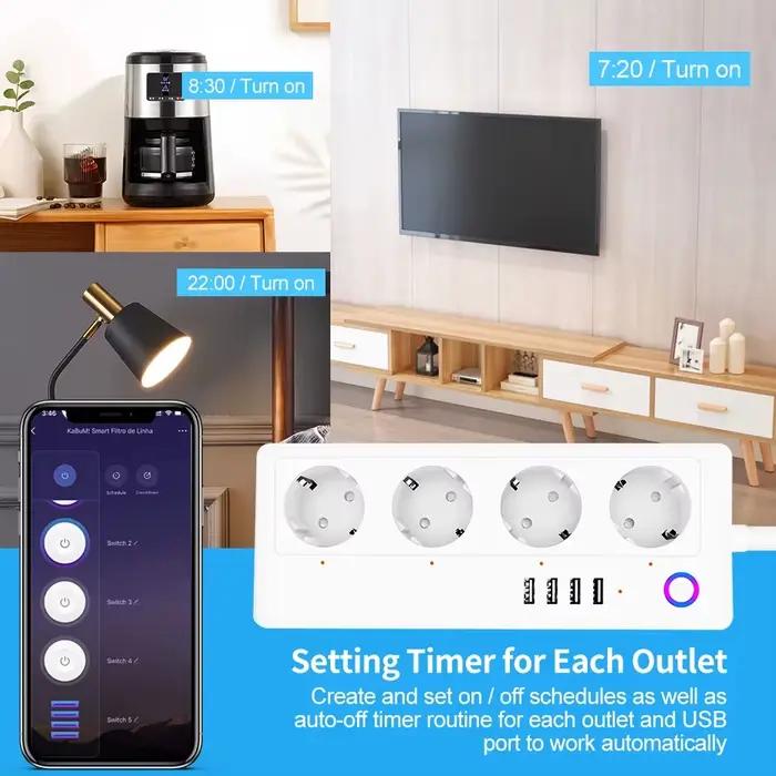 Multiprise intelligente WiFi avec 4 prises et 4 ports USB