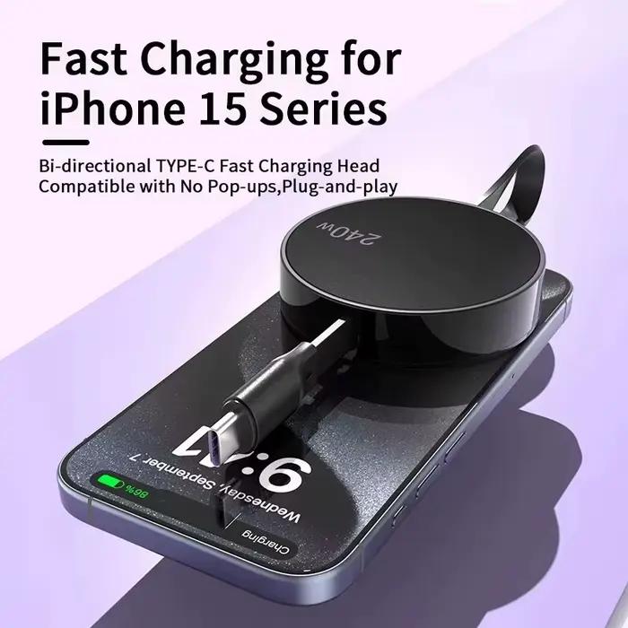Câble de chargement rapide rétractable PD 240W USB-C vers USB-C
