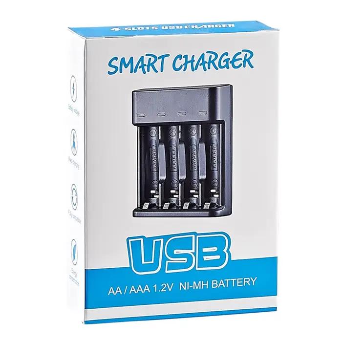 Chargeur de batterie 4 slots intelligent charge rapide LED indicateur pour 1.2v ni - MH ni - CD AAA / AA
