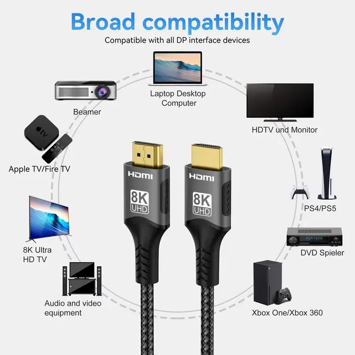 Câble HDMI 2.1 FDBRO 8K @ 60Hz 4K @ 120Hz