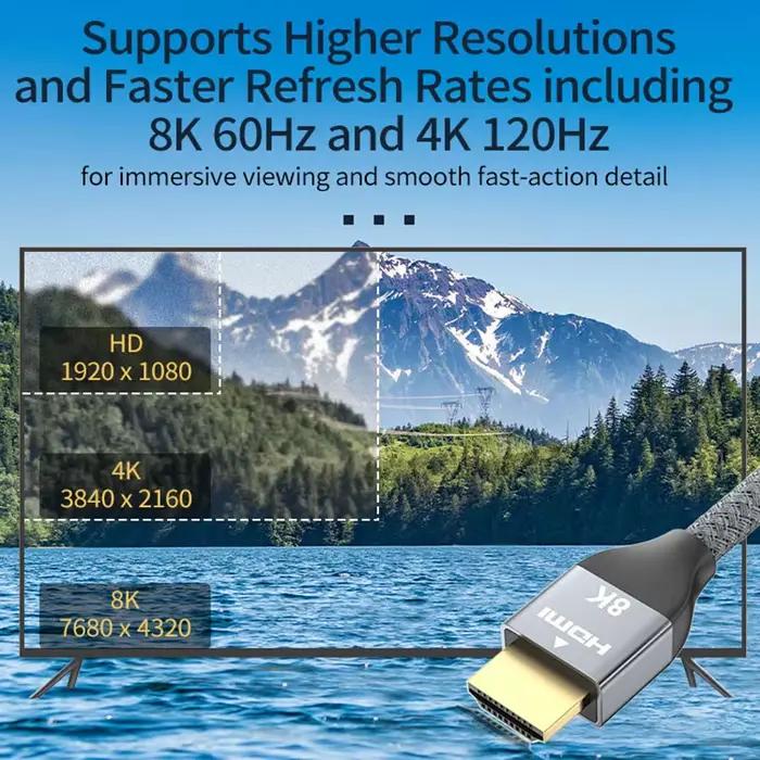 Câble HDMI 8K 2.1 fil pour Xiaomi Xbox PS5 PS4 Chromebook ordinateurs portables TV Box projecteur