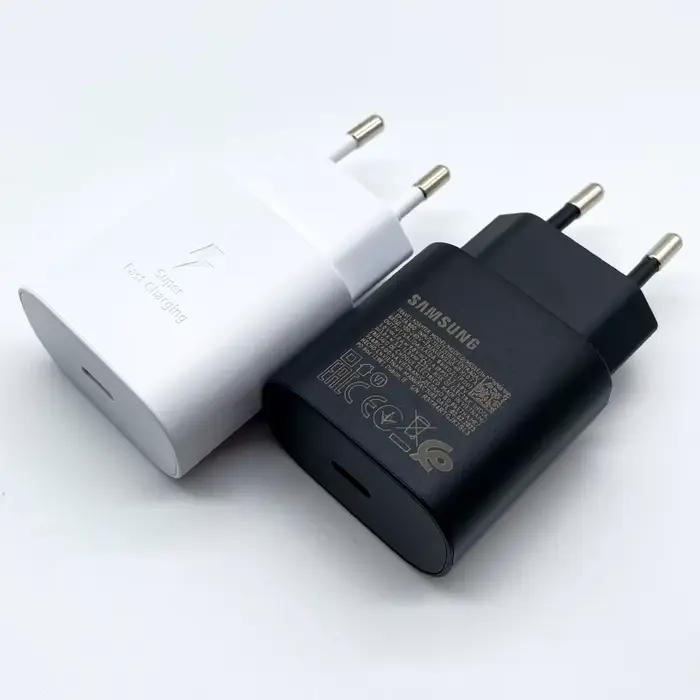 Chargeur rapide Samsung 25W pour Galaxy A55 A54 A35 A05s A34 A14 5G avec prise UE et câble USB C pour S24 S23 S22 Plus S21 S20 FE