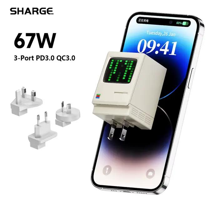 SHARGE Retro 67 GaN 67W chargeur rapide 67W 3 * adaptateur secteur USB-C pour tablette charge