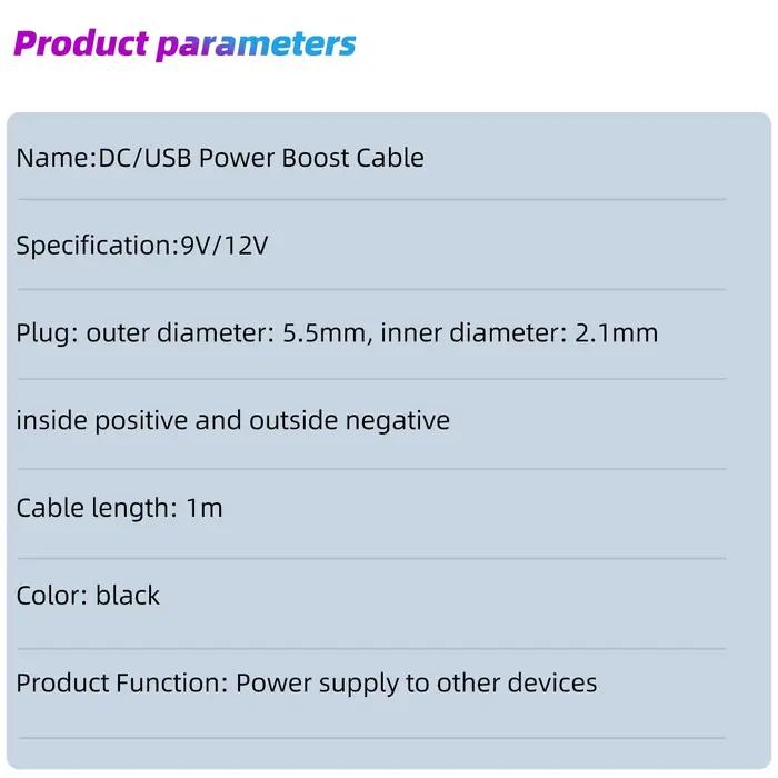 Câble USB DC 5V à DC 9V/12V