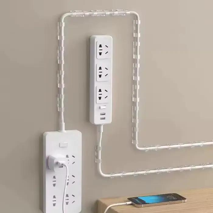 Attaches-câbles adhésifs transparents pour mur