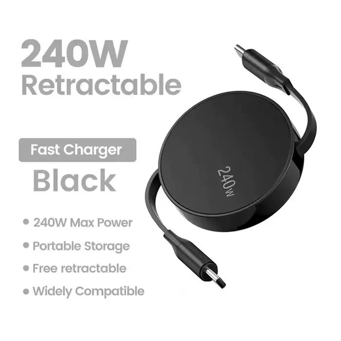 Câble de chargement rapide rétractable PD 240W USB-C vers USB-C