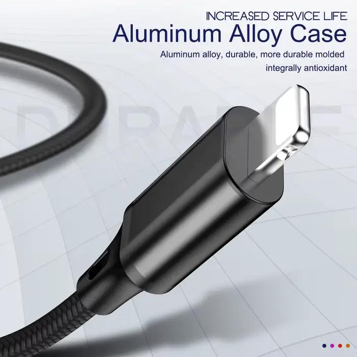 Câble USB de charge rapide pour iPhone 5 6 7 8 Plus X XS XR 11 12 13 14 Pro Max SE en tresse robuste avec des options de couleur et de longueur pour une utilisation durable et efficace