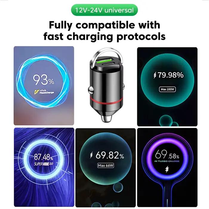 Chargeur de voiture USB + PD à double ports