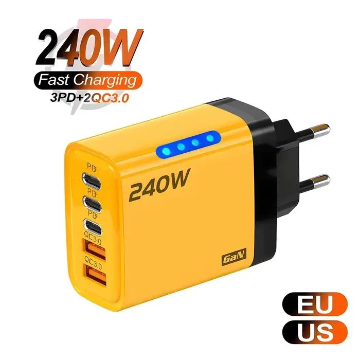 PD 240W Type C GaN chargeur de Charge rapide multi-ports adaptateur