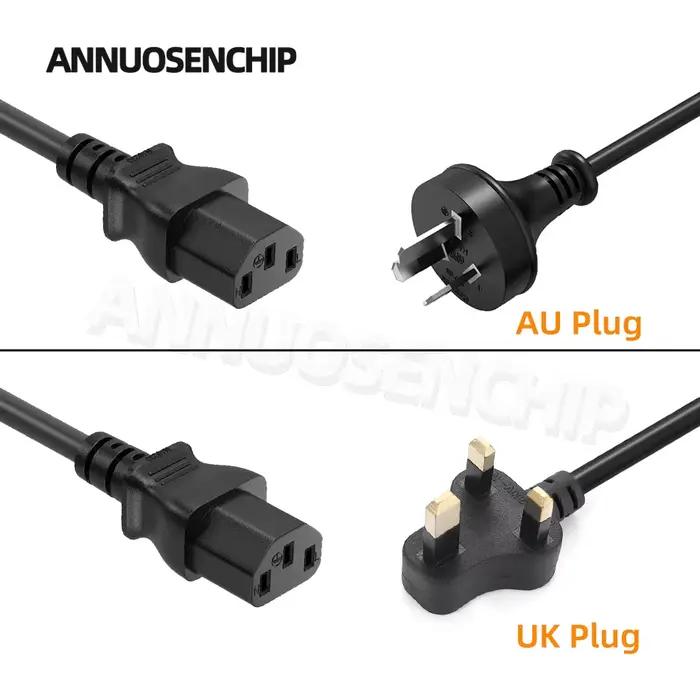 Noir 1m EU AU UK US prise câble d'alimentation IEC 320 C13 AC alimentation fil rallonge pour PC ordinateur moniteur TV haut-parleur imprimante