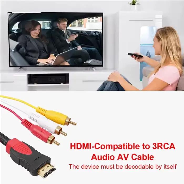 Câble compatible HDMI vers 3RCA 1.5M avec cordon HDMI 1.4 vers AV