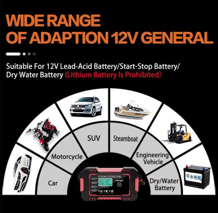 Chargeur de batterie de voiture complet pour moto 12V 6A