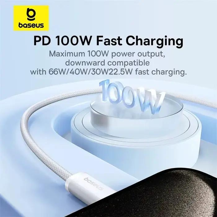 Câble Baseus 100W Type C vers USB C pour iPhone 16 15 cordon de chargeur de charge rapide pour Macbook iPad Samsung