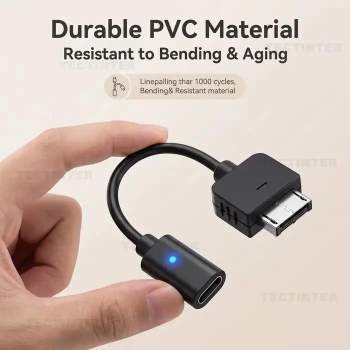 Adaptateur de charge USB-C pour console PS Vita 1000 avec indicateur LED fil à âme en cuivre pur cordon de conversion Type C pour gamer occassions spéciales recharge rapide et sûre