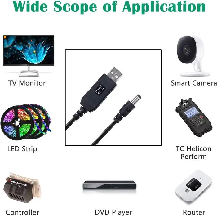 Câble d'alimentation USB DC 5V à 12V 9V