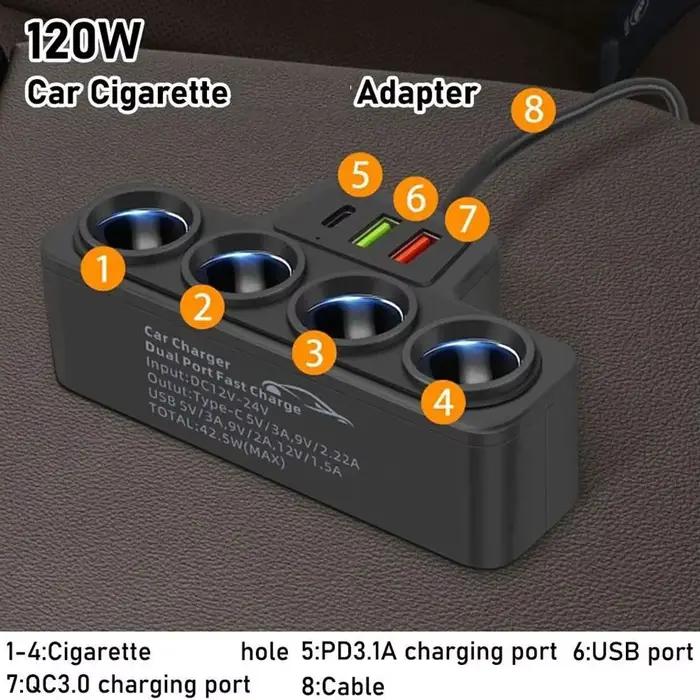 Adaptateur Allume-Cigare Voiture 3.1A USB QC 3.0 PD 3.1A Double Prise USB Accessoire Auto Occasions Spéciales