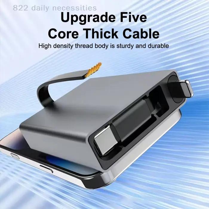 Câble de charge rapide PD unidirectionnel rétractable 66W Type-C