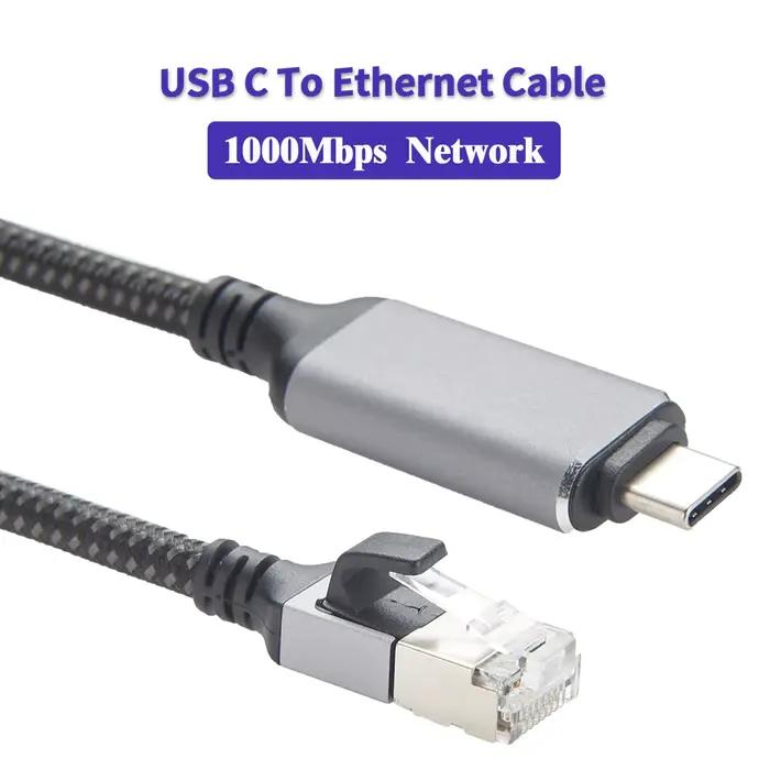 Adaptateur Ethernet USB Type C vers RJ45 Câble Réseau LAN Gigabit 1000Mbps Compatible avec Thunderbolt 3 pour Connexion Stable et Rapide Occasions Professionnelles et Personnelles