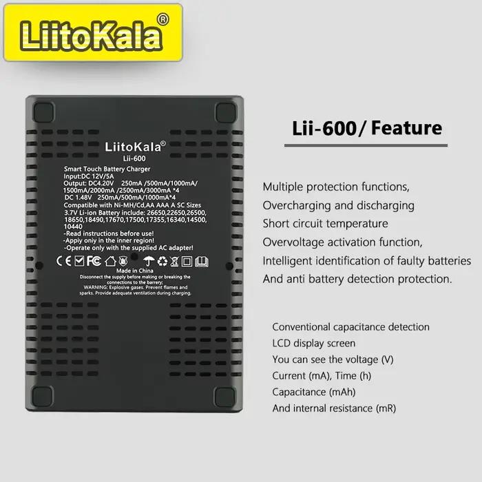 Lii-600 chargeur intelligent pour 18650/21700/26650/AA/AAA/Ni-MH/Li-ion