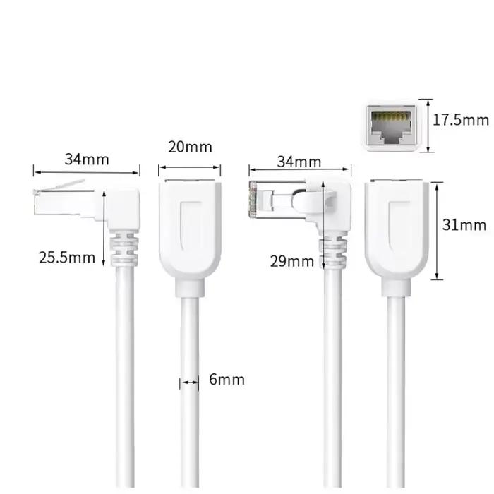 Câble Ethernet à 90 degrés universel Gigabit Cat6 mâle vers femelle rallonge réseau fil d'extension cuivre pure pour connexion réseau professionnelle et domestique