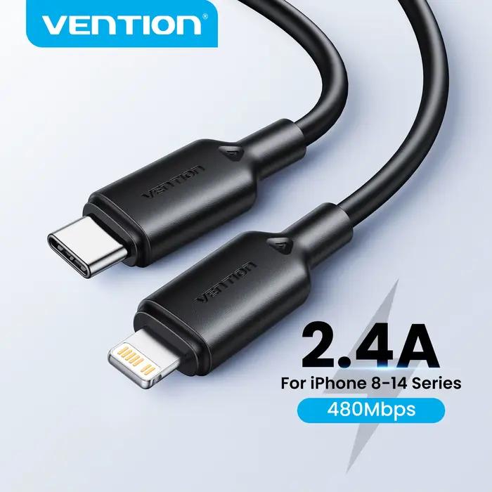 Câble Lightning Vention pour iPhone 14 13 12 11 8 Pro Max Charge Rapide 2.4A Type C vers Lightning USB C Câbles de Charge Rapide pour Mini iPhone iPad Occasions Spéciales