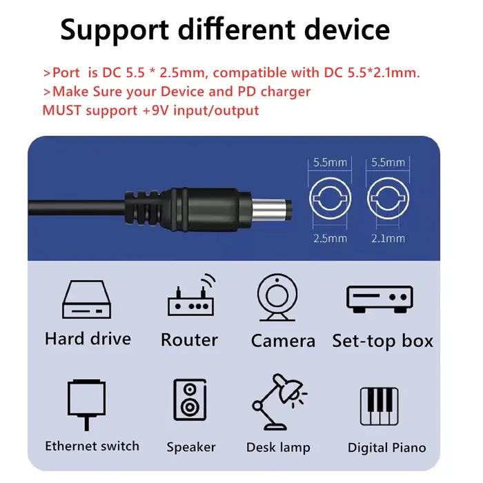 Câble d'alimentation USB PD pour routeur sans fil