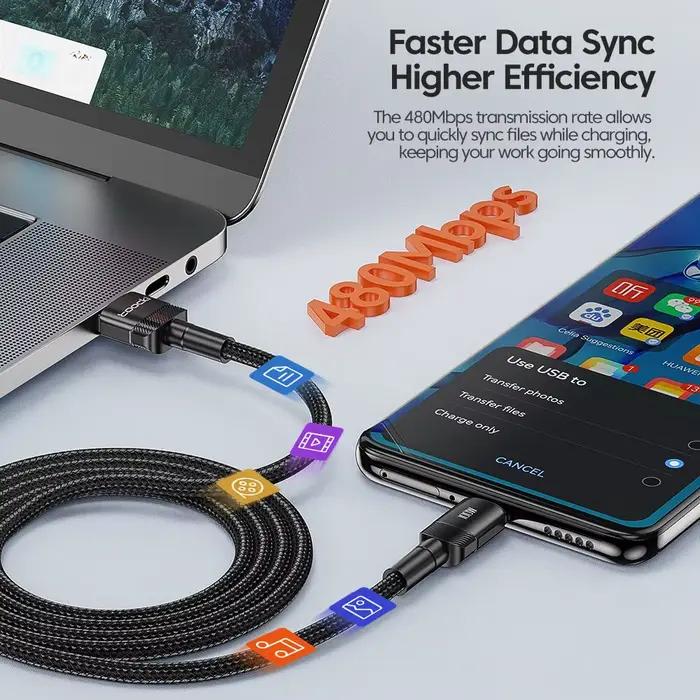 Câble de charge rapide USB Type C Toocki pour iPhone 15 14 13 12 11 Huawei P40 P30 Realme Oppo OnePlus Samsung Occasions Spéciales et Usage Polyvalent