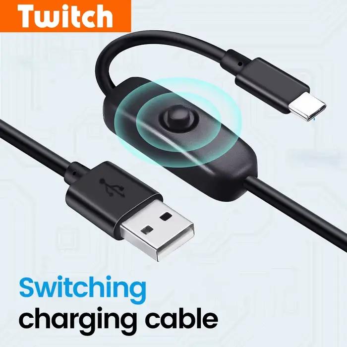 Câble de charge USB A vers Type C avec interrupteur marche arrêt pour téléphone portable lampe bureau tablette PC câble extension sécurité composite